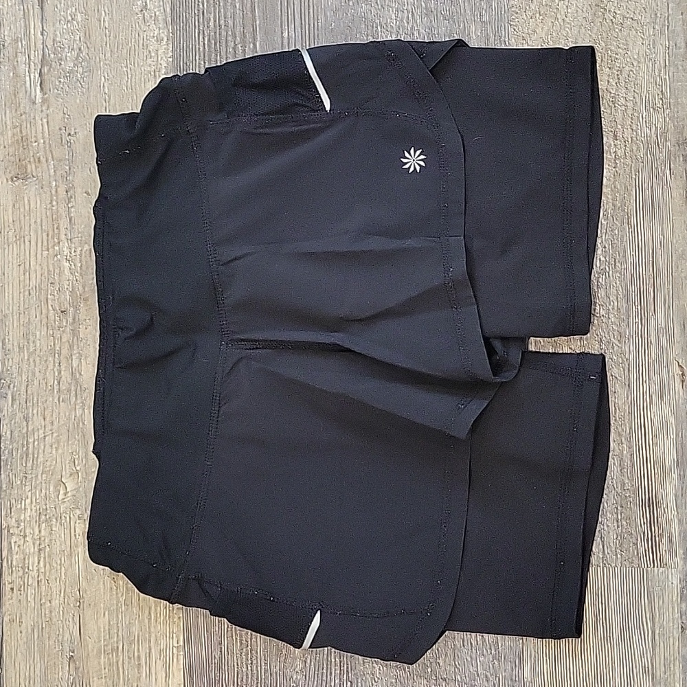 Athleta, Black running shorts, 2 in 1 set, with biker shorts underneath